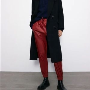 Faux Red Leather Joggers